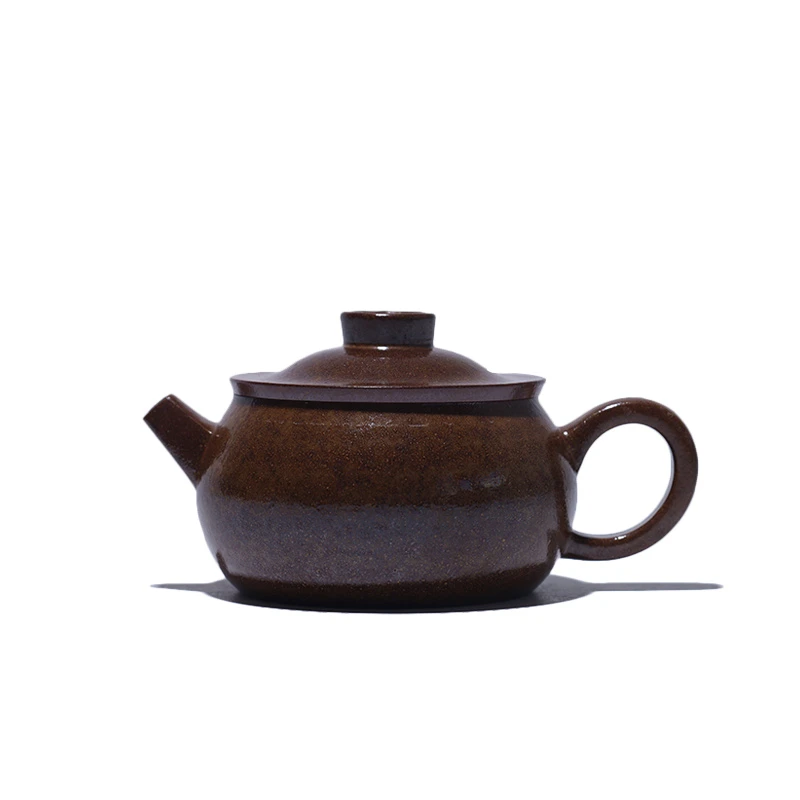 大吉羊柴烧 宜兴手工茶壶 本山绿泥聚宝盆（裸烧）100ml庄勤英