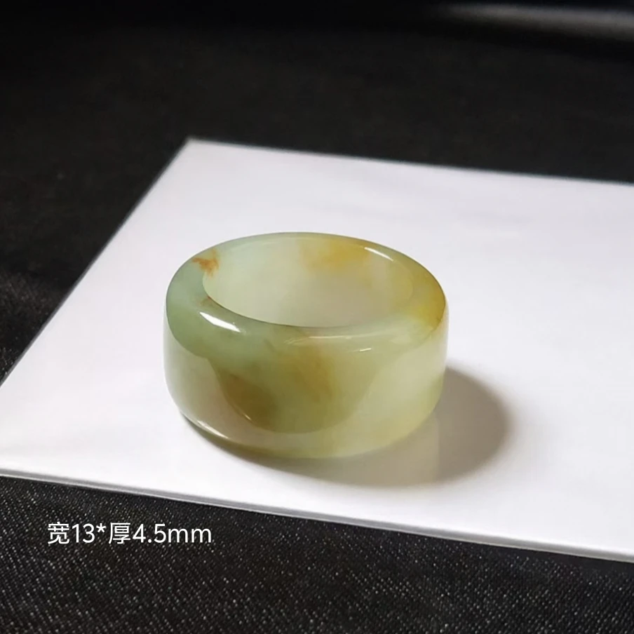 翡翠板指天然A货男款20号黄加绿