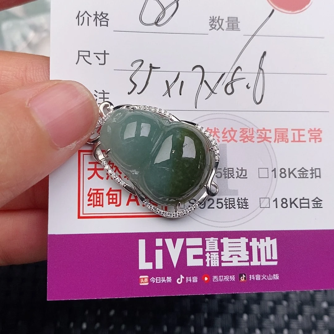 颈饰银S925镶嵌翡翠