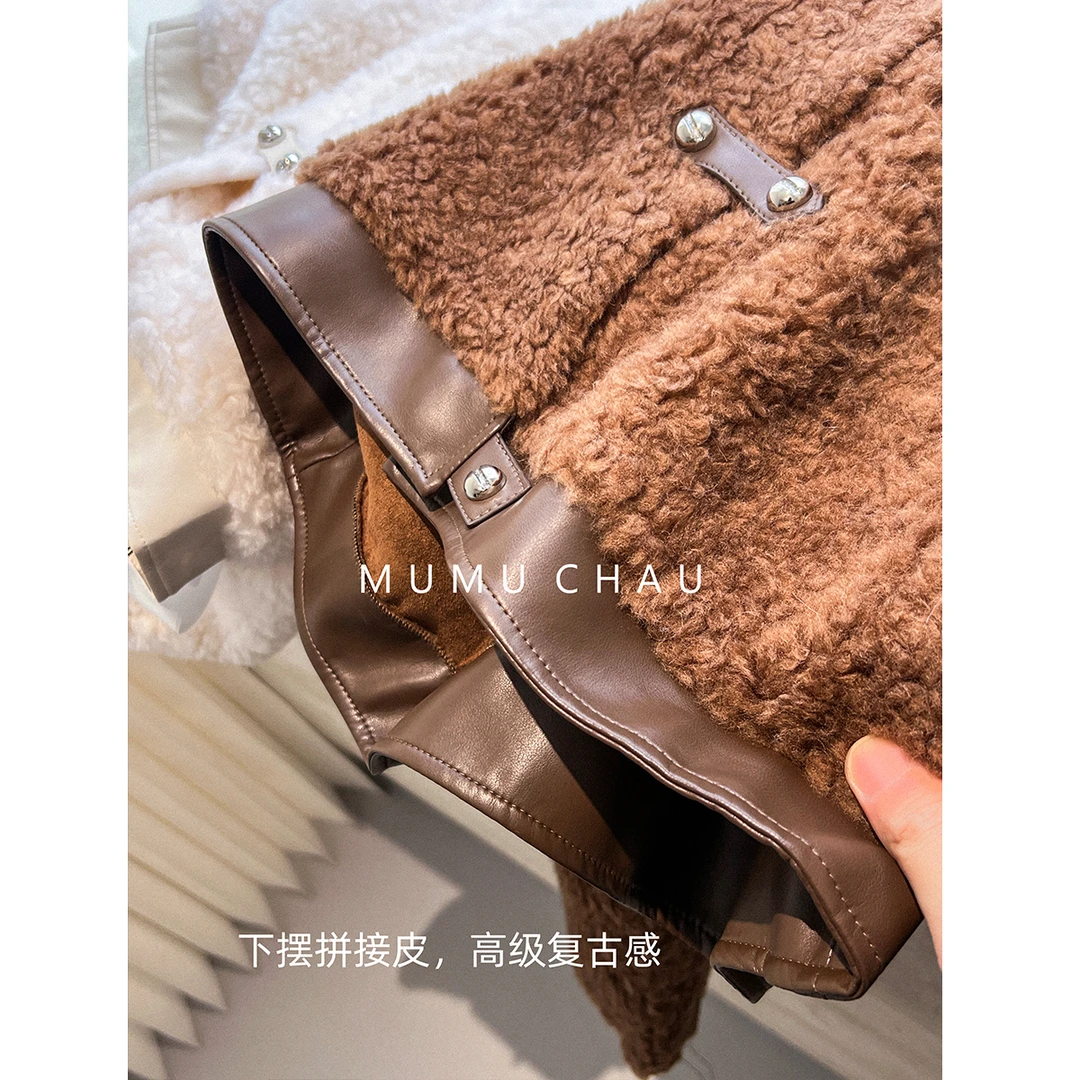 「MUMU CHAU」【雪境旅人】绒曦女冬季拼接毛絨圆领外套LD58327女童