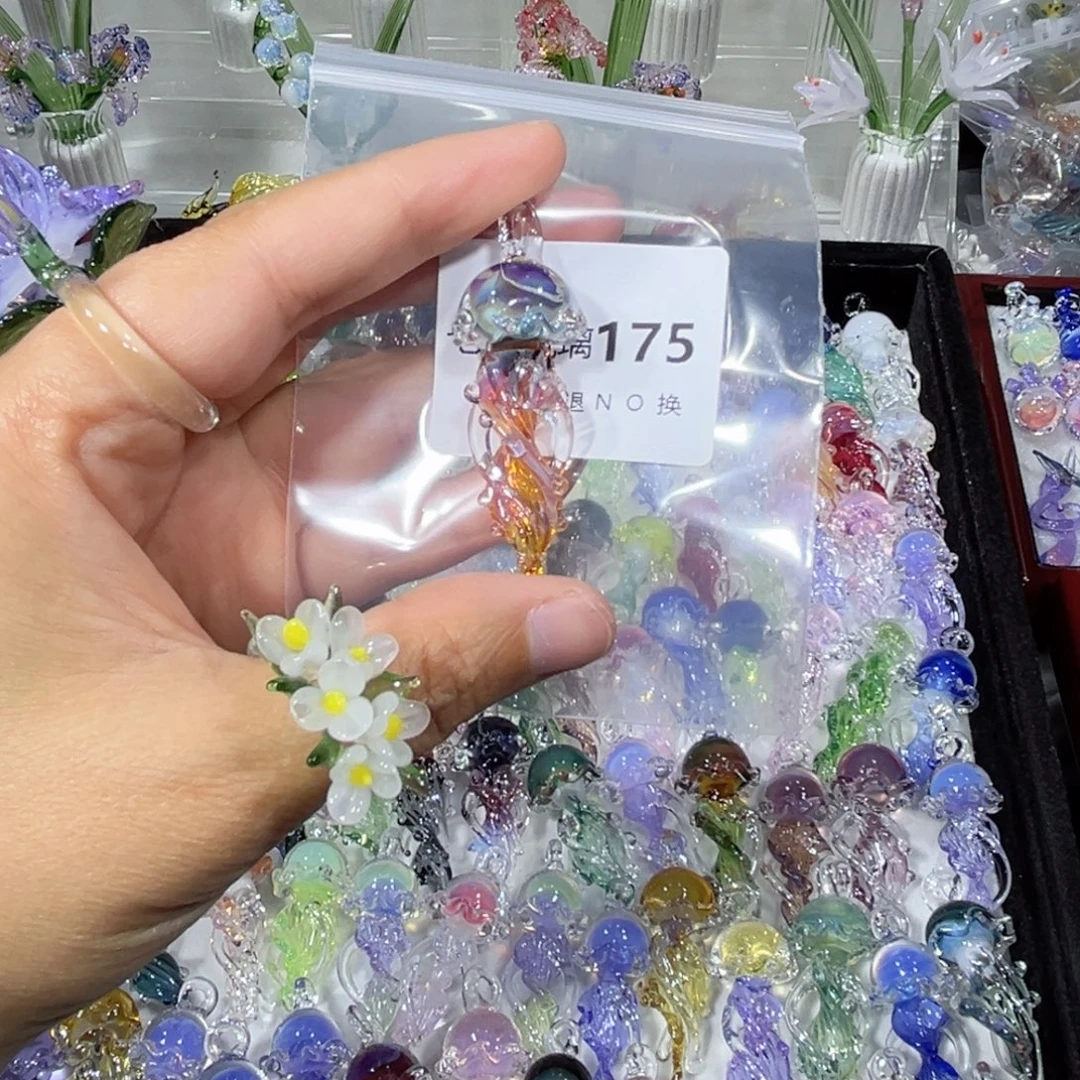吊坠(不含链)琉璃175彩色水母