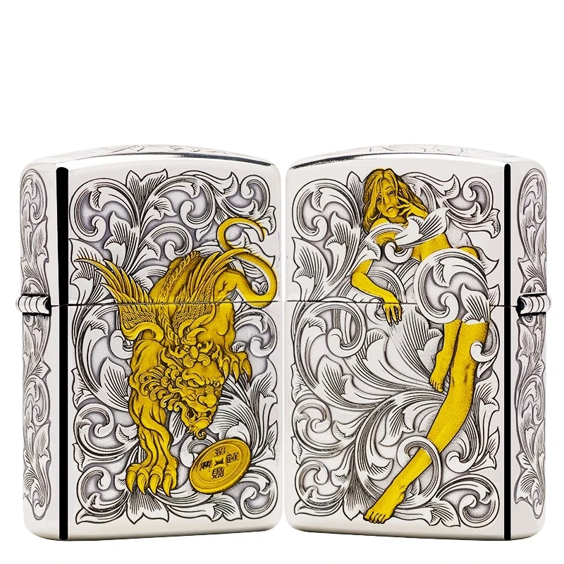 ZIPPO蚊版财色双收-镀银镀金3D貔貅唐草仙子盔甲【达人专属】