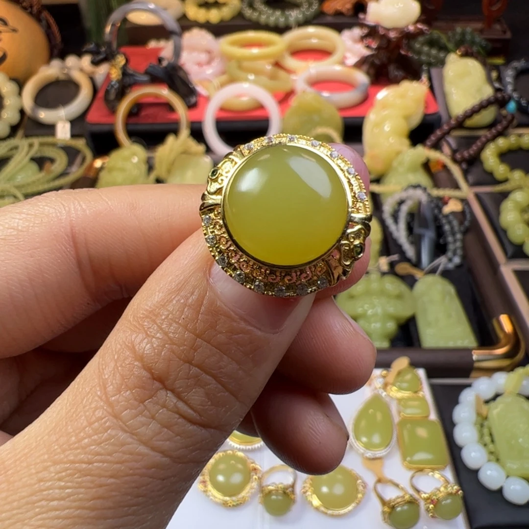 和田玉银S925镀金镶嵌颈饰