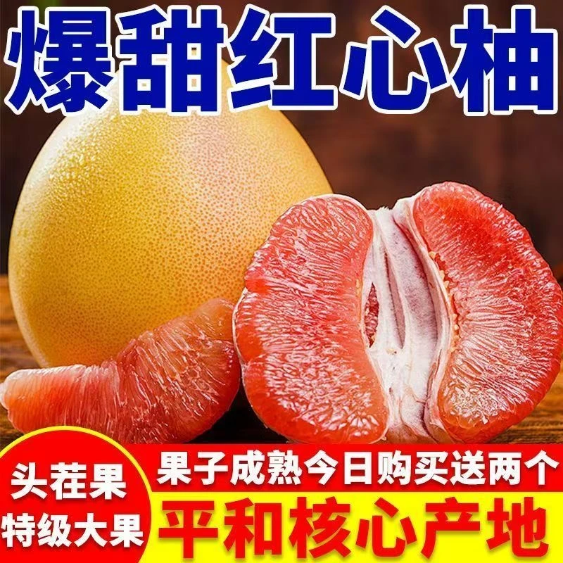 福建平和当季新鲜红心蜜柚皮薄多汁香甜可口饱满肉厚酸甜琯溪蜜柚