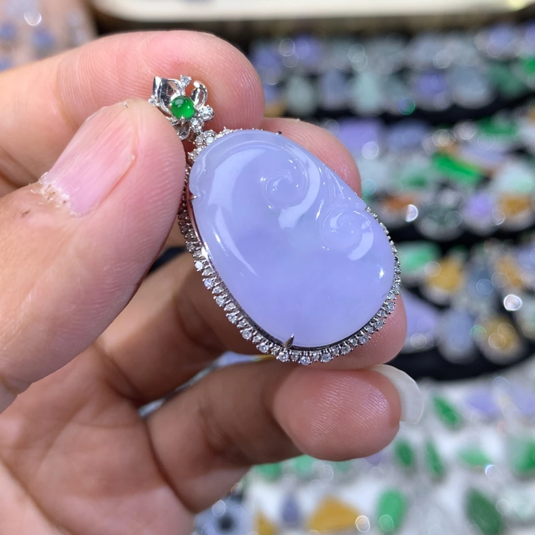 翡翠18K金镶嵌吊坠(不含链)