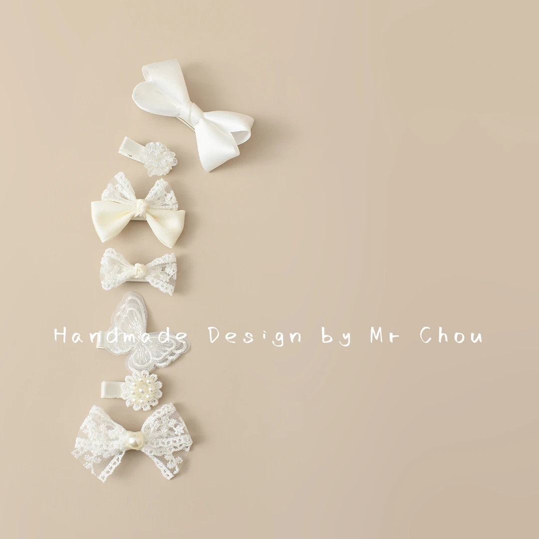 白色宝宝发夹不伤发儿童蕾丝蝴蝶结发卡婴儿珍珠夹子头饰女童发饰