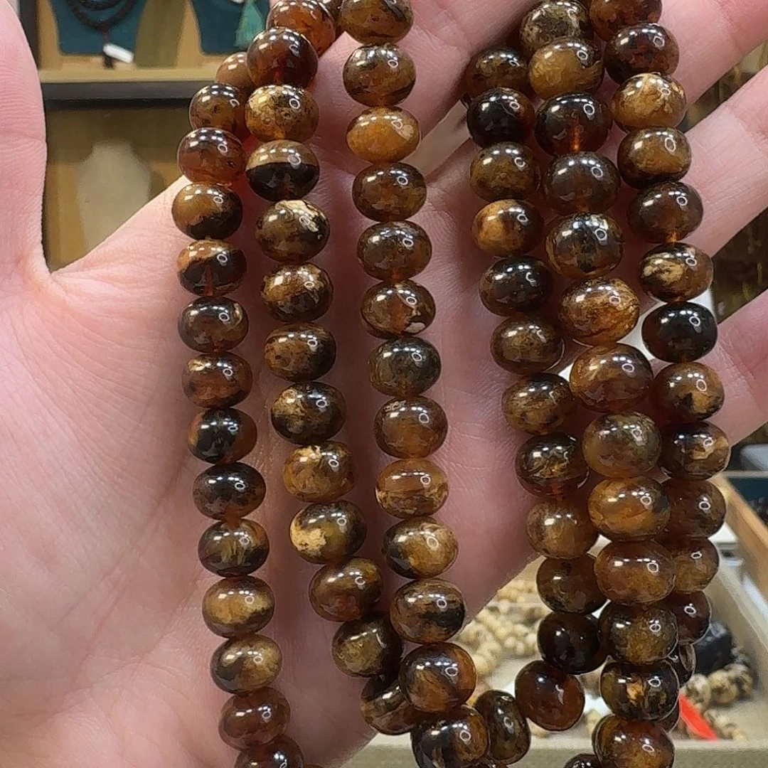 用***7琥珀未镶嵌裸石抚顺琥珀9mm蜡花老