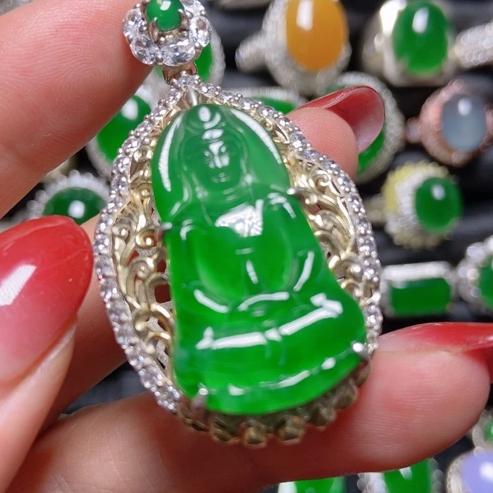 颈饰银S925镶嵌翡翠翡翠