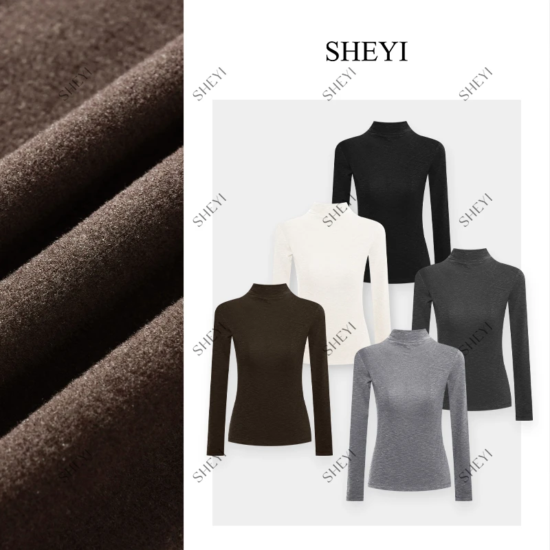 【小暖炉】2025新款L加绒半高领打底衫女秋冬款长袖T恤百搭显瘦上衣