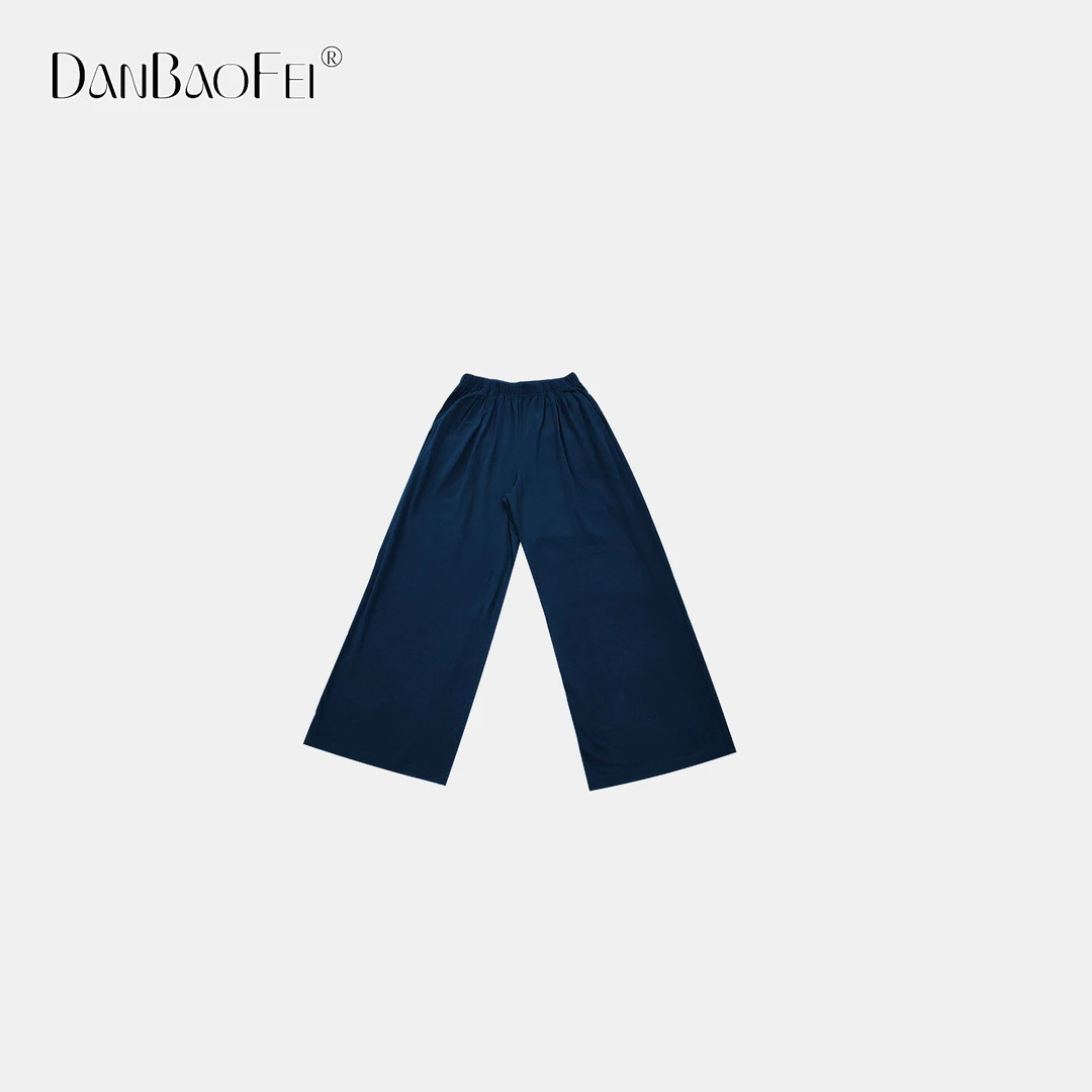 【DAMEI】极简纯色松紧腰棉质直筒休闲知了裤 YLM00763