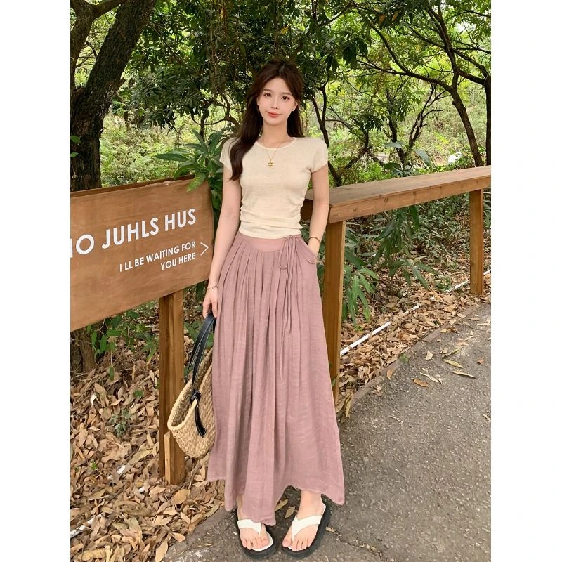 通勤休闲套装女夏2025新款高腰阔腿裤小个子短袖上衣高级感两件套