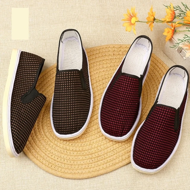 牛筋底千层底手工布鞋松紧口老北京女鞋软底民族风一脚蹬休闲布鞋