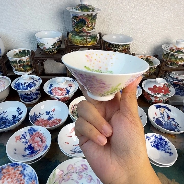 忠意堂釉下彩双色绣球微瑕不退
