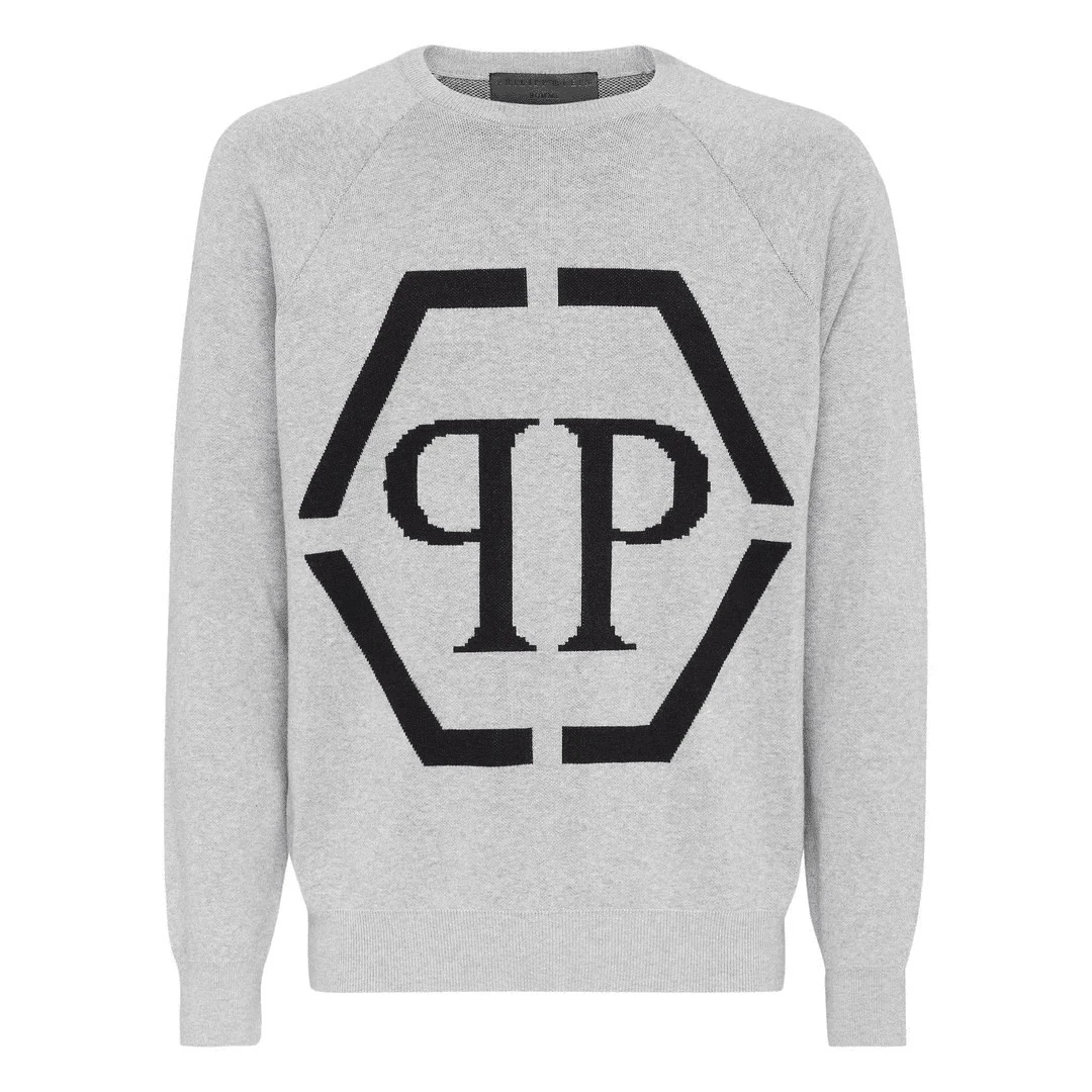 未使用 Philipp Plein 灰色男士经典毛衣/P8600