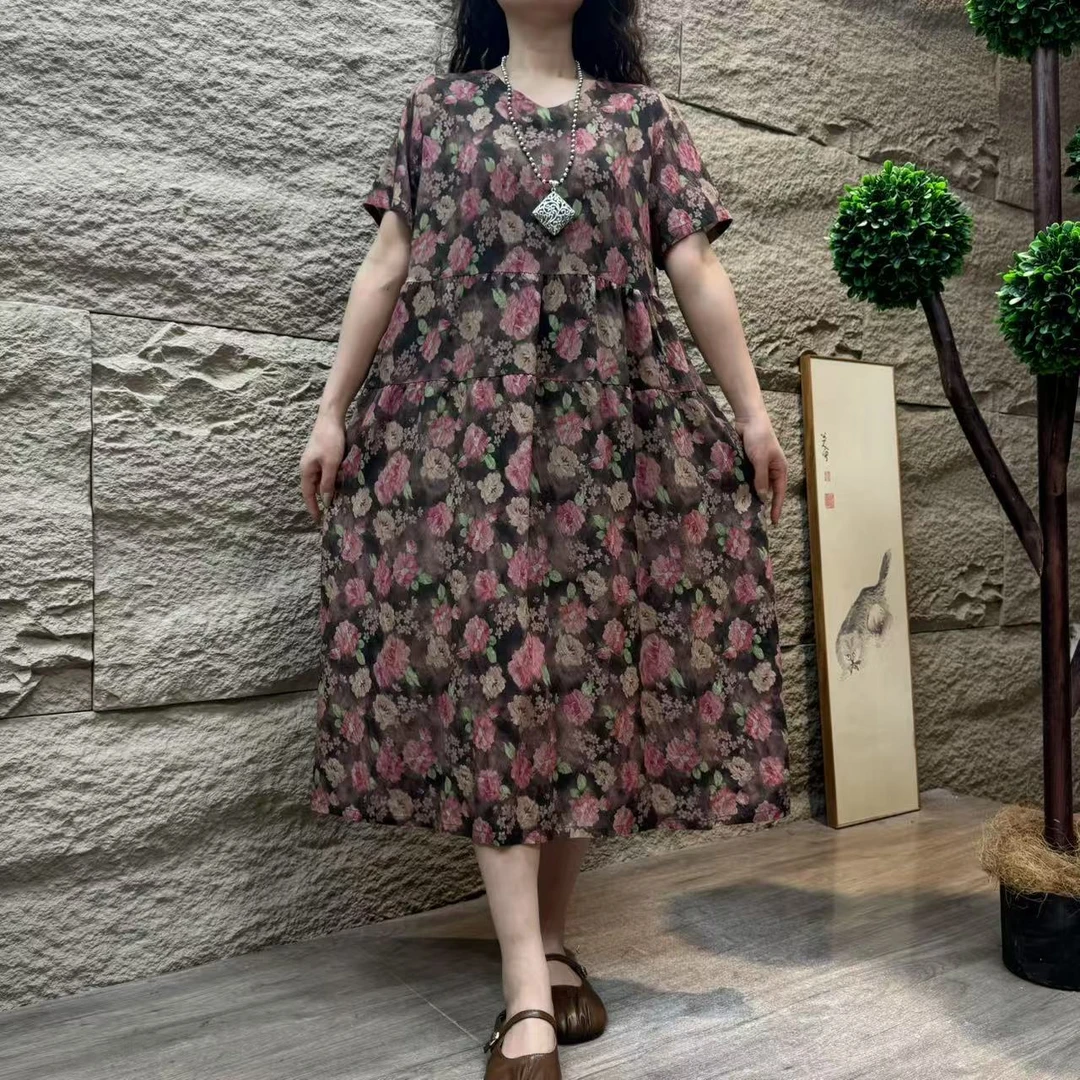 7546新款夏季减龄洋气显瘦遮肉气质连衣裙QZ