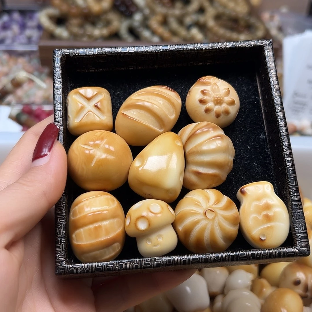 手串菩提根/象牙果瑕疵炭烤食物混10颗有裂