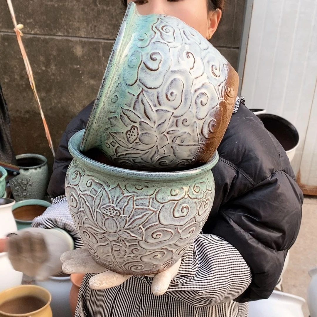 紫砂花盆瑕疵口20高16