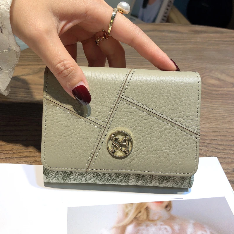 2025新款真皮小巧多卡位证件卡包大钞钱夹头层牛皮短款三折钱包女