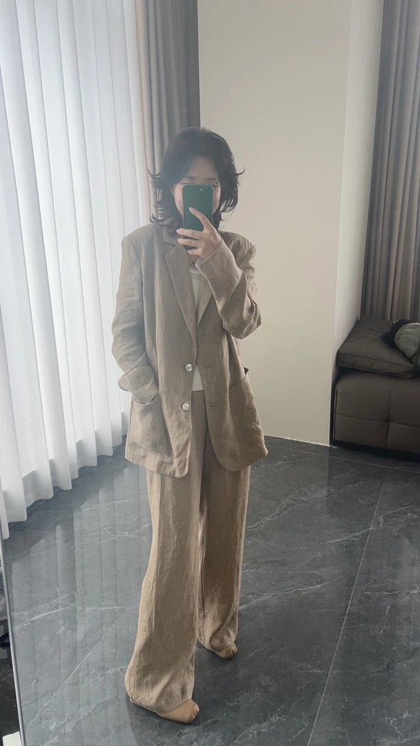 BENYI/本异女：【自然呼吸 自在型格｜100%亚麻西装领套装】