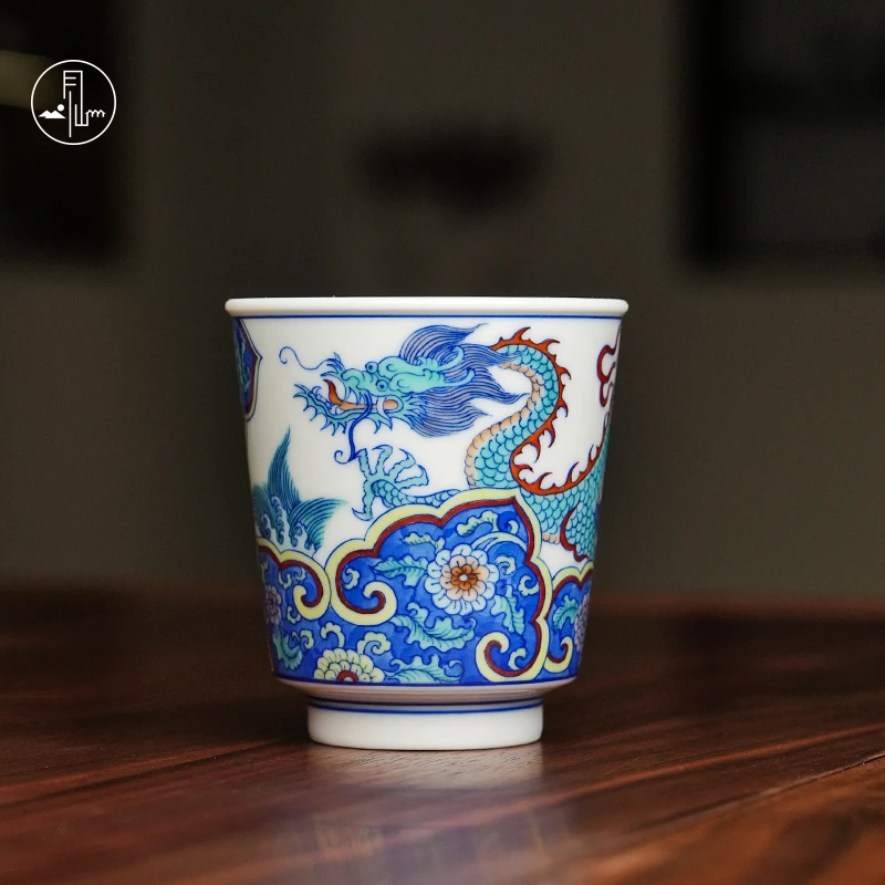 【鹏友专属】见山烧斗彩龙纹可乐杯