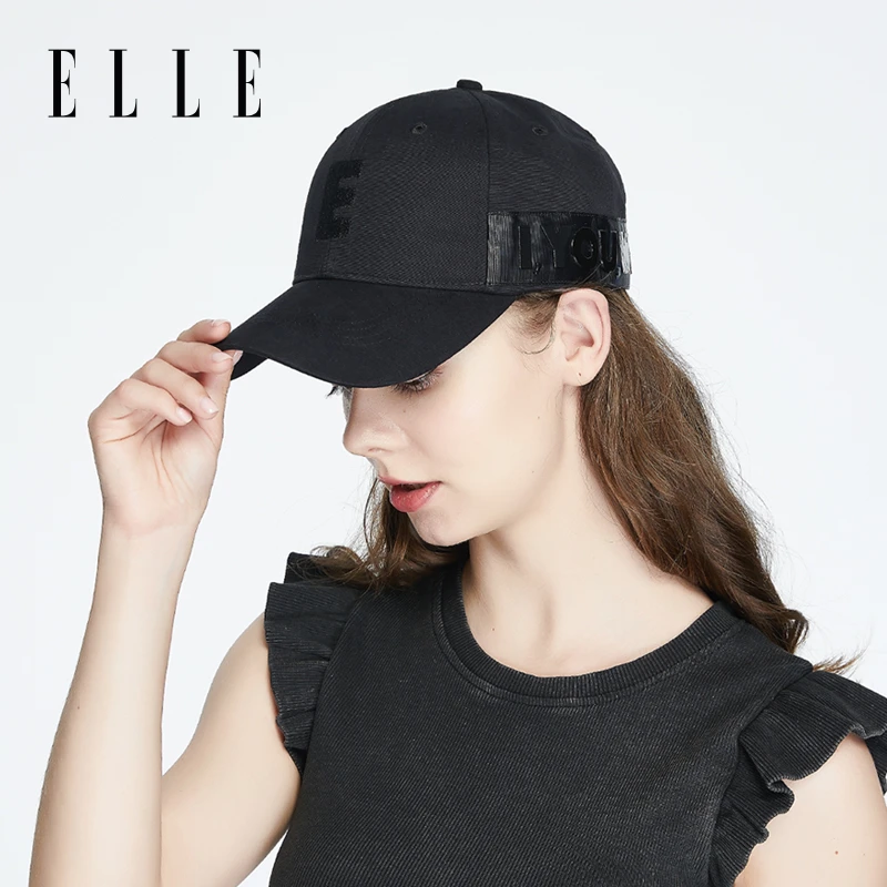 ELLE帽子女织带棒球帽春夏纯色户外绣花遮阳百搭鸭舌帽21SE11014
