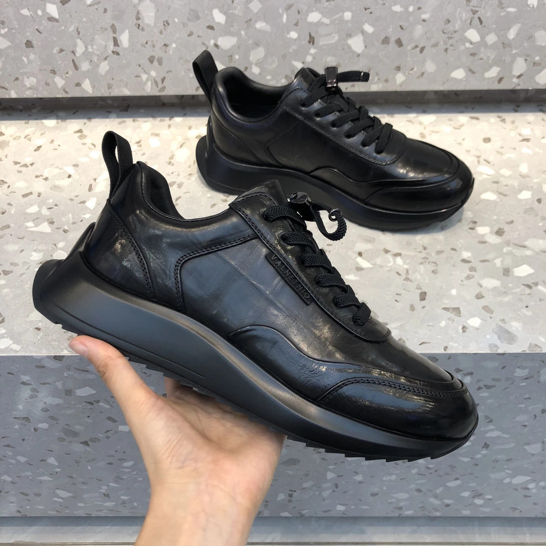 时尚黑色休闲鞋皮鞋男生鞋子潮鞋皮鞋舒适百搭低帮男士商务男鞋