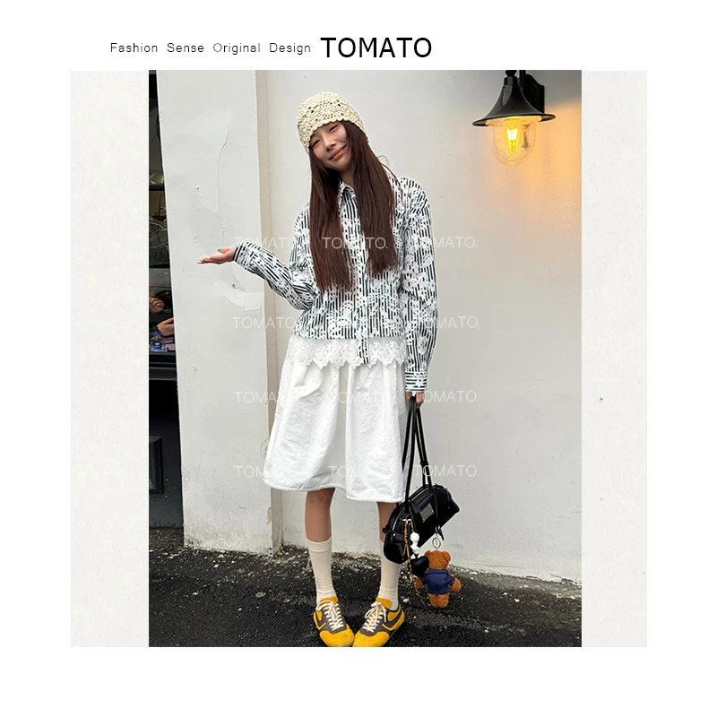 【TomaTo】舒意 春季森系蕾丝复古减龄百搭长袖衬衫上衣C25CS9533