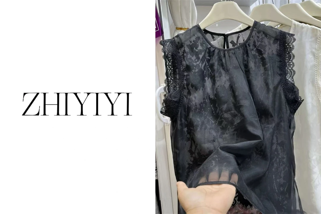【ZHIYIYI】娟子推荐 99111款欧货圆领蕾丝边套头无袖衬衫上衣