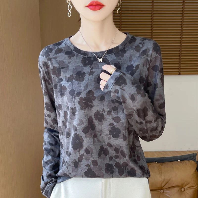 哥弟阿玛施正品秋季新款爆款女士打底衫时尚百搭长袖上衣圆领内搭