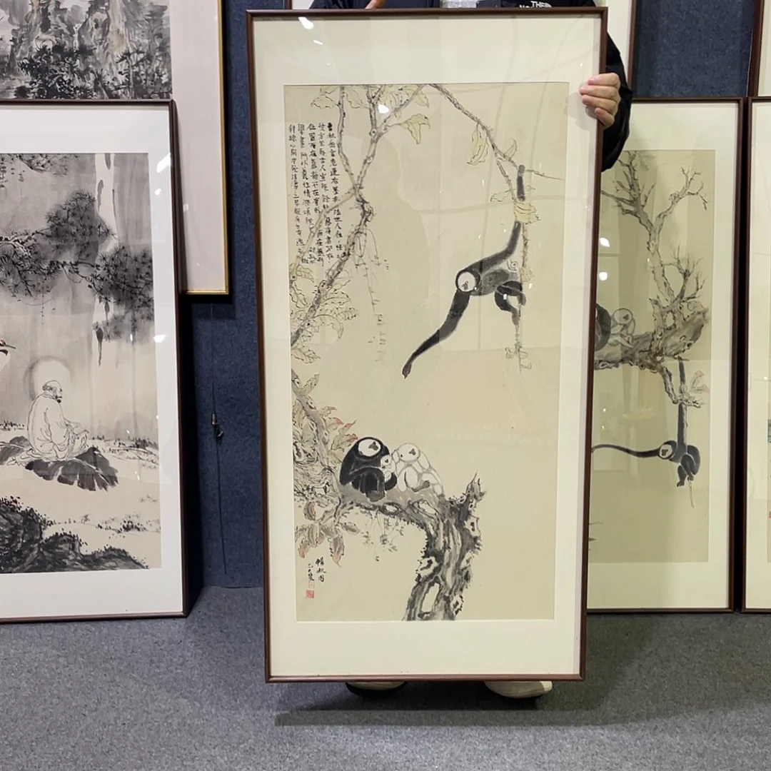 国画手绘画作品带框60/120