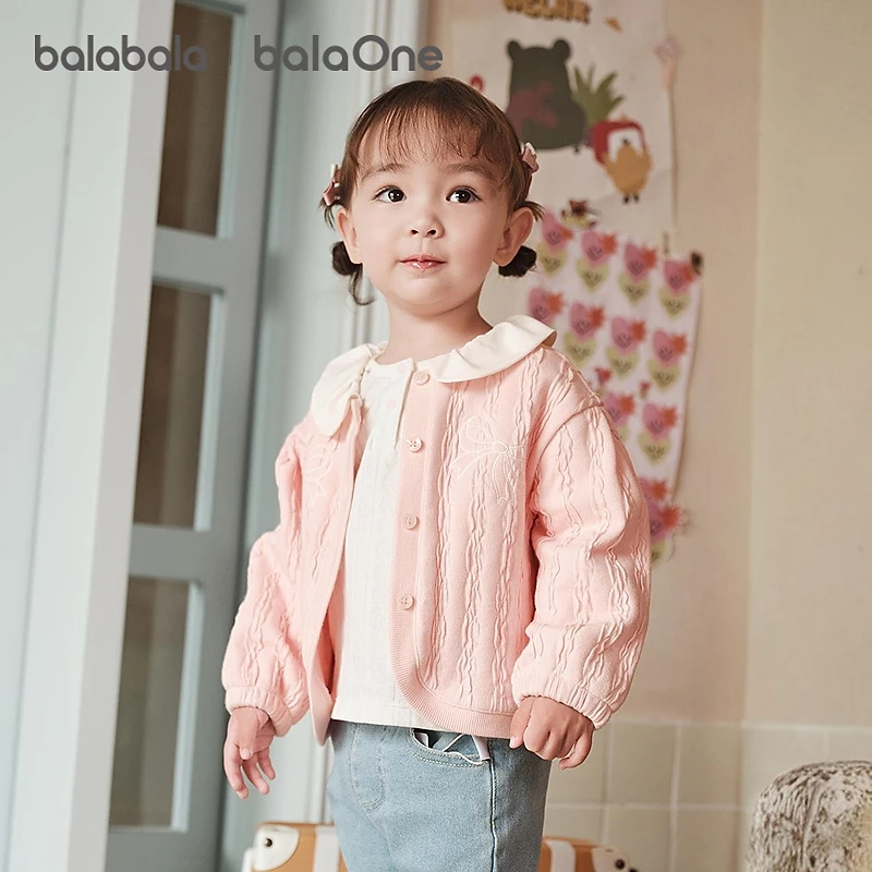 【balaOne】巴拉巴拉宝宝外套女童上衣儿童2025新款秋装甜美百搭刺