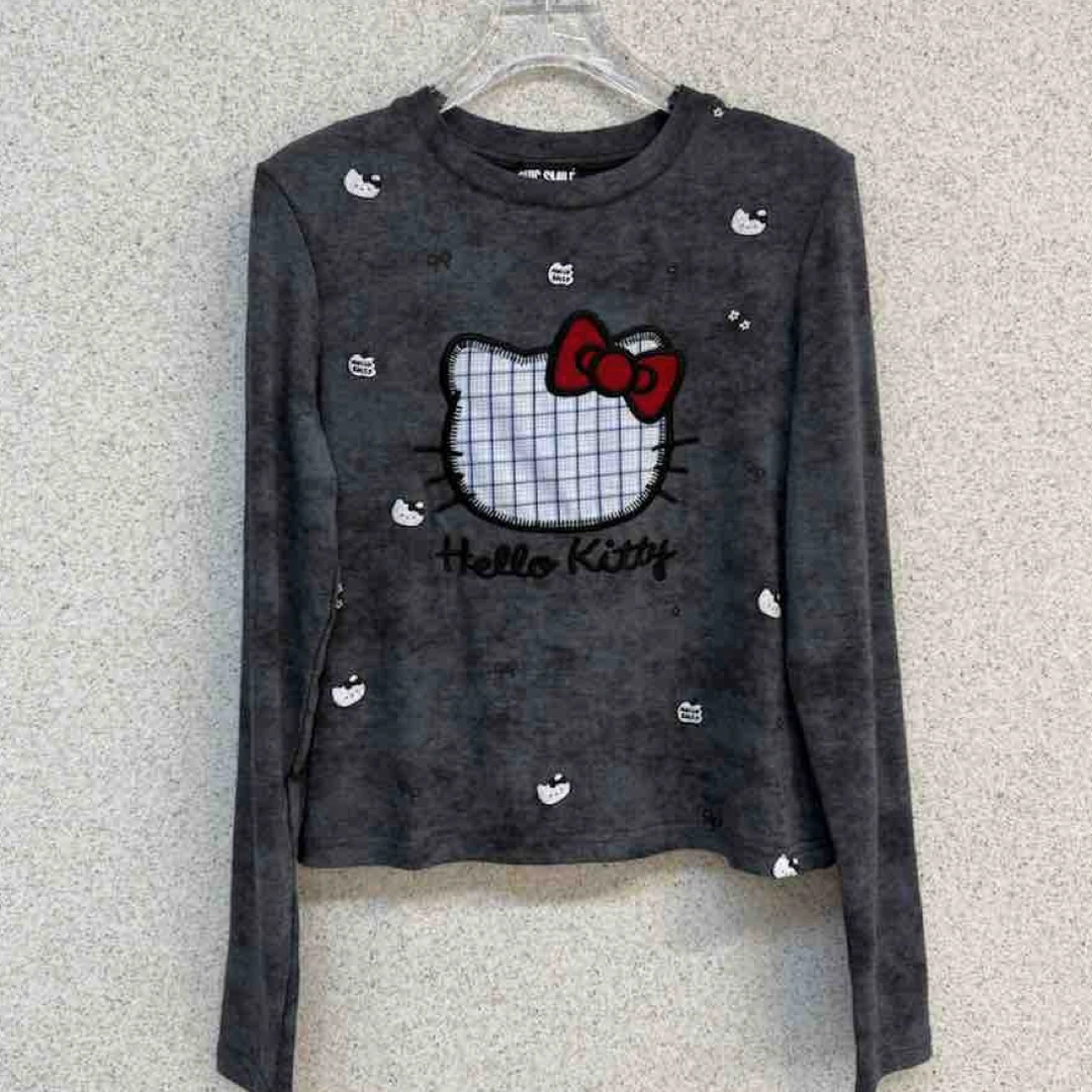 南油秋冬花样家kT卡通猫咪印花长袖T恤上衣百搭休闲女时尚打底衫