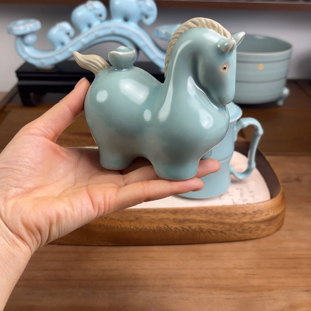 仿古釉马上有钱小摆件一级品