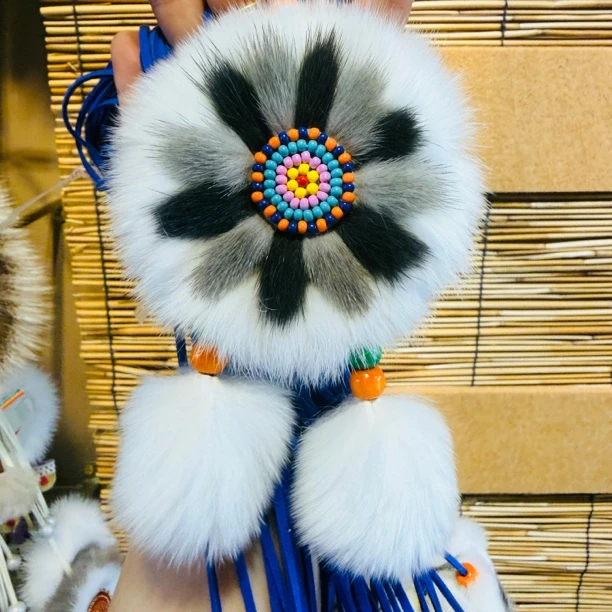 兔毛三色双面挂件