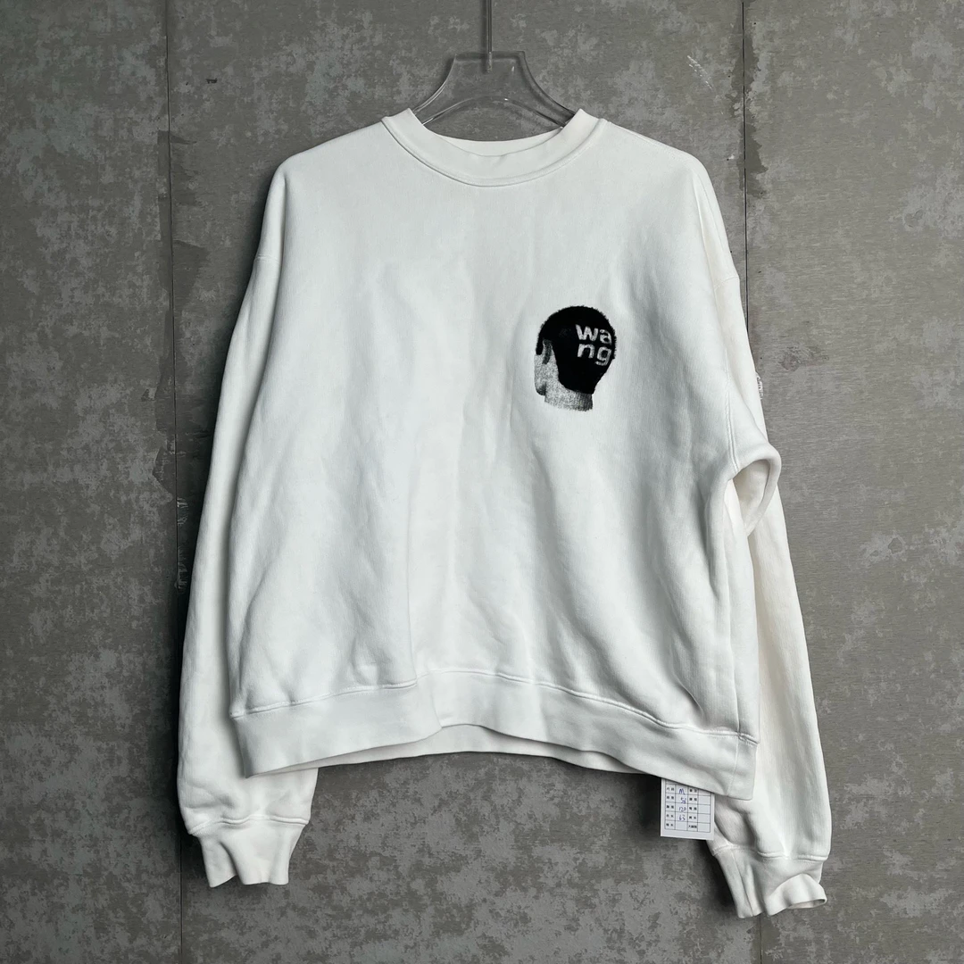 未使用 ALEXANDER WANG M*1/白色3D立体头像圆领卫衣/18422/JP