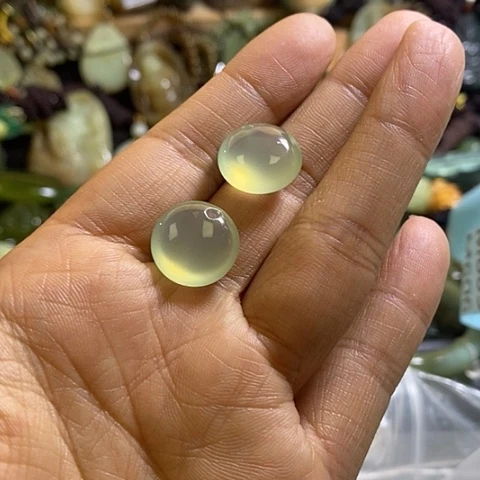 岫玉银S925镶嵌耳环一对