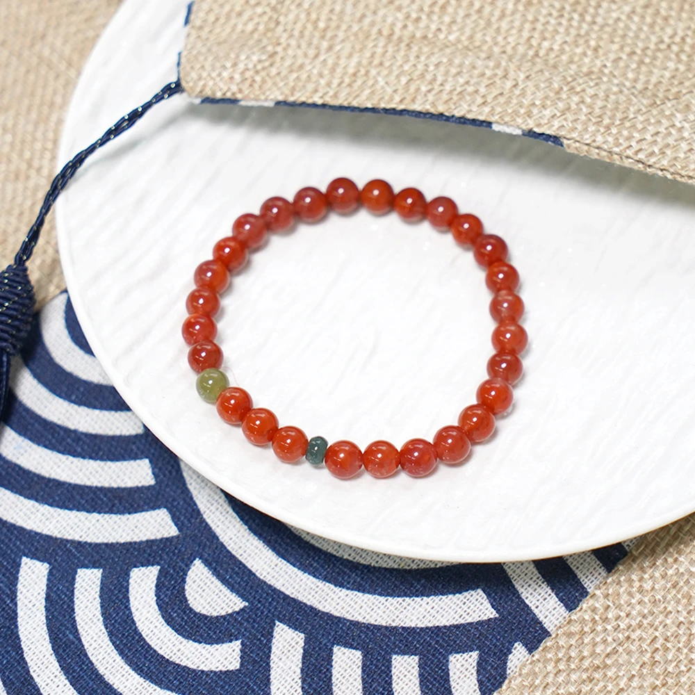 天然川料瓦西南红火焰红单圈轻奢百搭手串QF-A349（多样性发一）