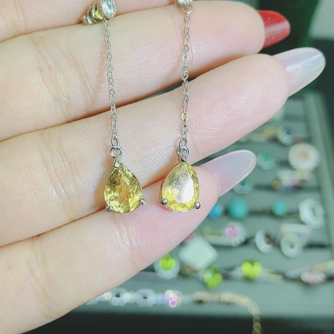 【闪购商品】银S925镶嵌耳坠黄晶