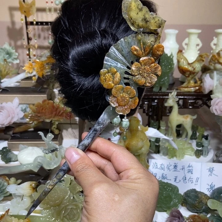 蛇纹石玉未镶嵌发饰