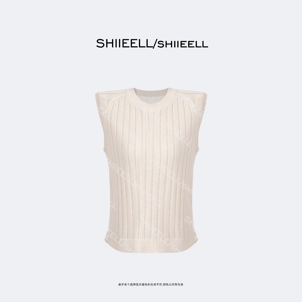SHIIEELL米白无袖针织衫宽松休闲百搭背心老钱风松弛感女装Z5742