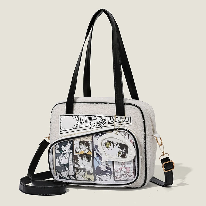 【A19】痛包软妹透明休闲斜挎单肩包二次元小食量手拎包毛绒手提包