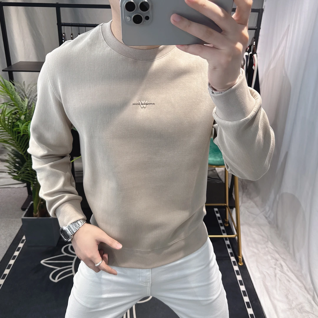 欧洲站2025新款简约卫衣男春秋时尚圆领长袖男士上衣高端潮牌欧货