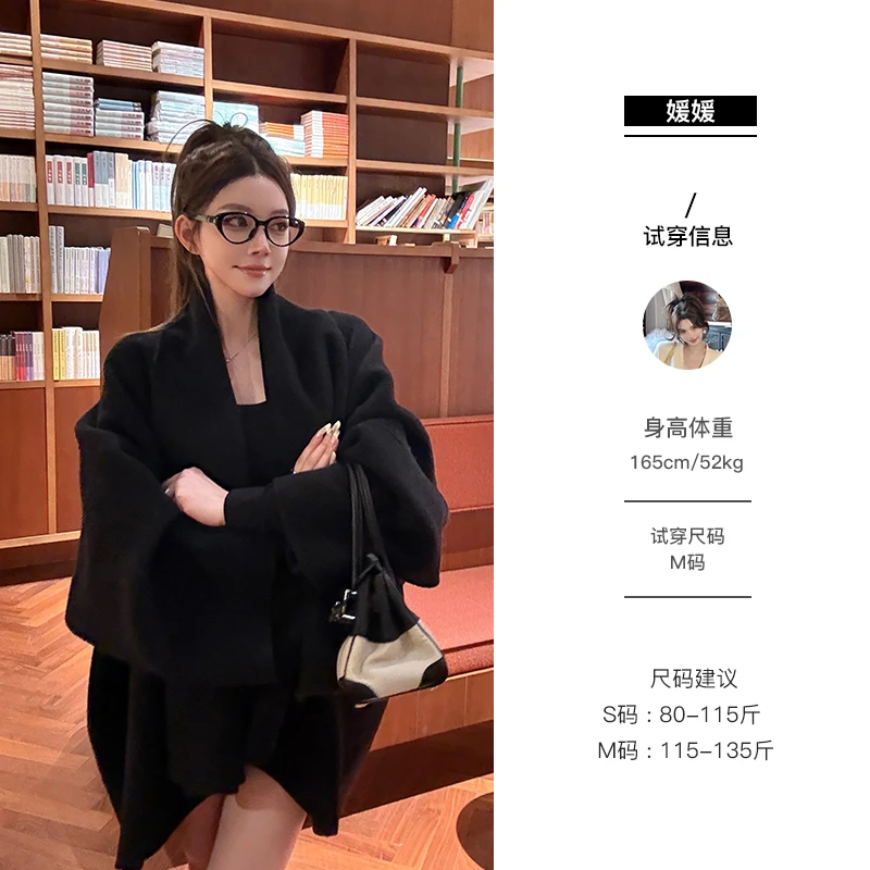 媛媛【斗篷大衣】斗篷大衣女披风2024冬季小个子羊毛呢外套#DY0149