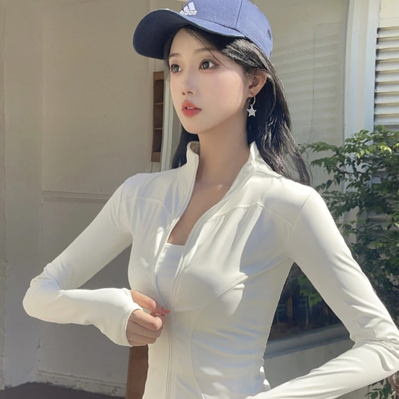 健身瑜伽服外套高弹紧身速干lulu运动外套修身显瘦运动上衣跑步健