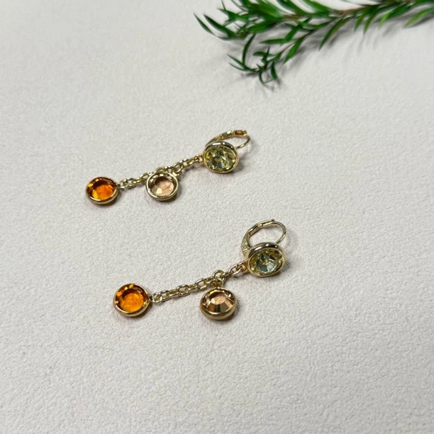 铜合金合成锆石耳饰 【六六中古】孤品复古扫肩耳环tr0442