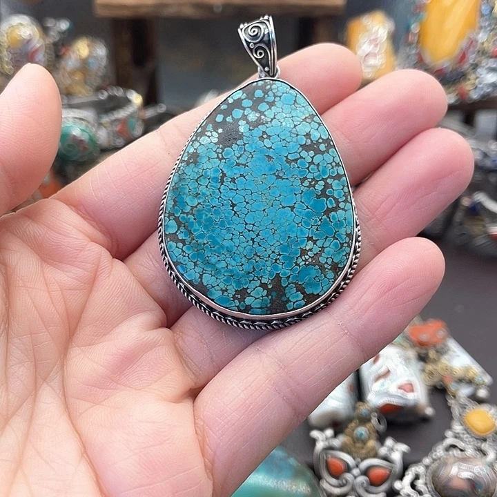 银S925镶嵌绿松石颈饰