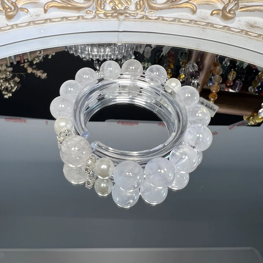 【洁白无瑕】A010 天然水晶手串手链 白幽灵+白雪花