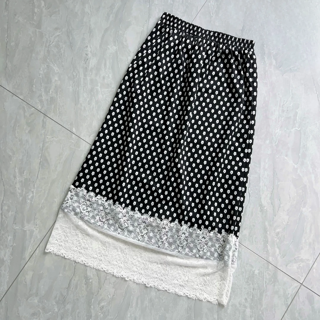 橘子家山茶花蕾丝拼接设计感显瘦神裙