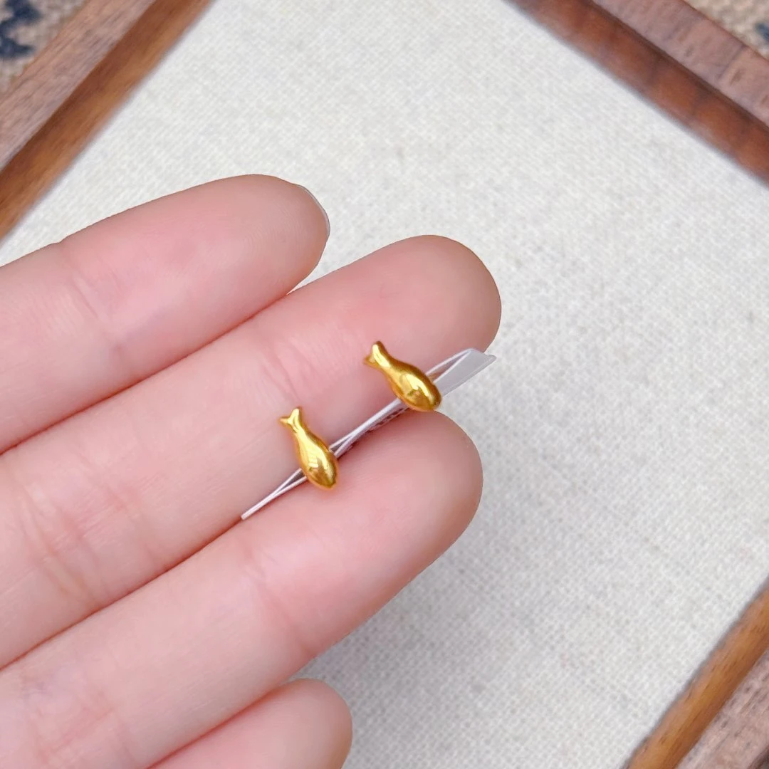 【小鹏黄金】足金999小黄鱼耳饰1.25