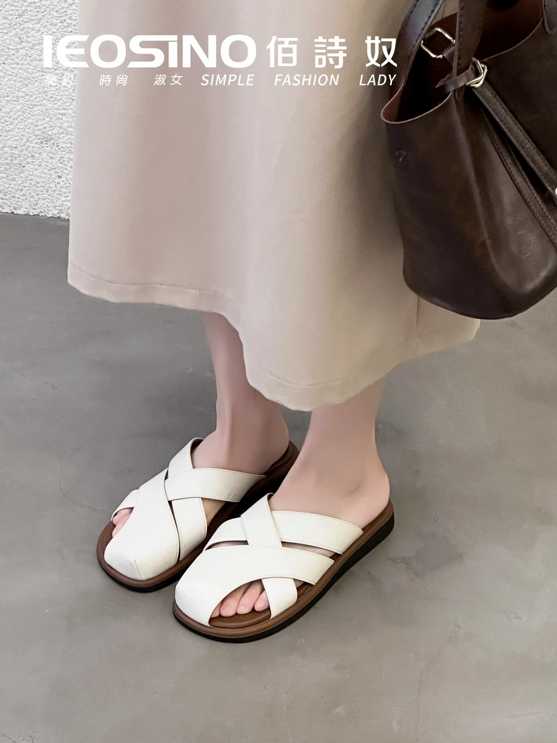 577525101佰诗奴拖鞋女2025新款夏季外穿时尚百搭休闲平底凉拖鞋